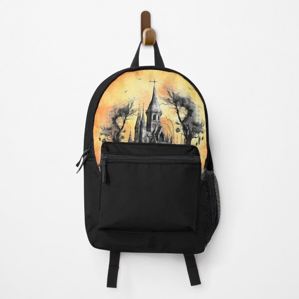 Item preview, haunted house, yellow moon haunted cemetery designed and sold by Janetlousart.