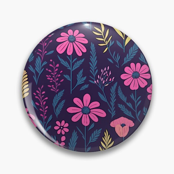 Item preview, Retro Bold Pink Flowers and leaves Pattern  designed and sold by aylastyle.