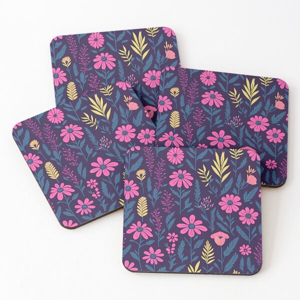 Item preview, Retro Bold Pink Flowers and leaves Pattern  designed and sold by aylastyle.