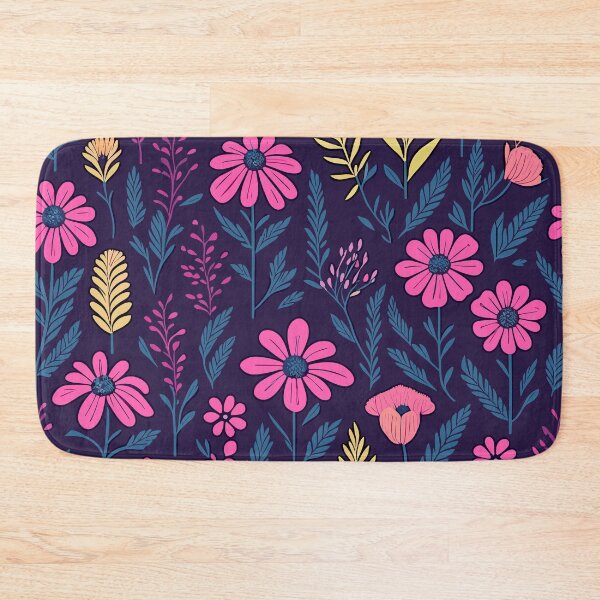 Item preview, Retro Bold Pink Flowers and leaves Pattern  designed and sold by aylastyle.