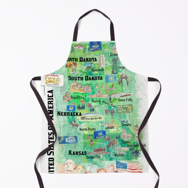 Item preview, Nebraska Kansas and The Dakotas Illustrated USA Travel Map designed and sold by artshop77.
