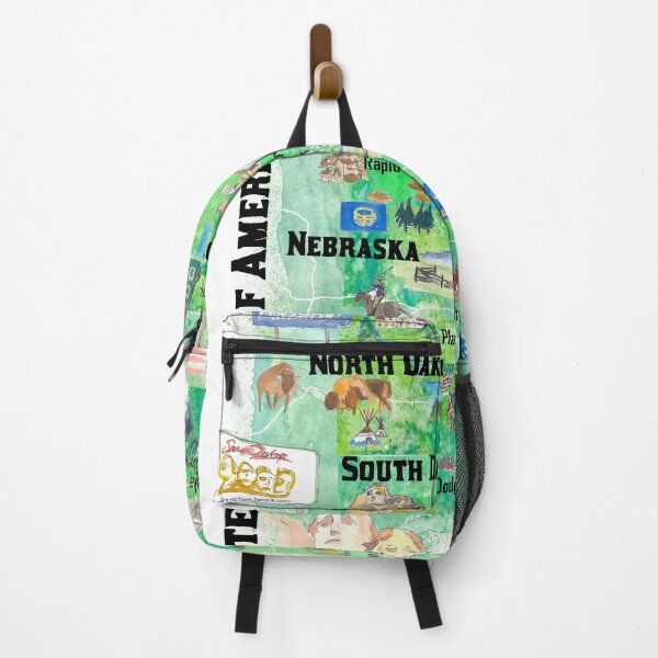 Item preview, Nebraska Kansas and The Dakotas Illustrated USA Travel Map designed and sold by artshop77.