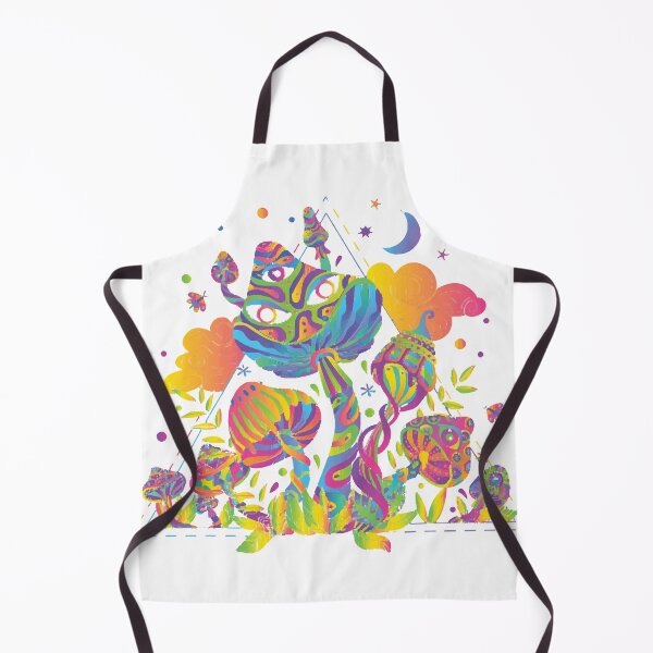 Item preview, trippy mushroom composition with dark background and neon colored leaves designed and sold by aggvinquoterl.