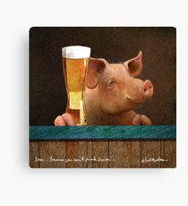 Will Bullas / art print / beer ... because you cant drink bacon... / humor / animals Canvas Print
