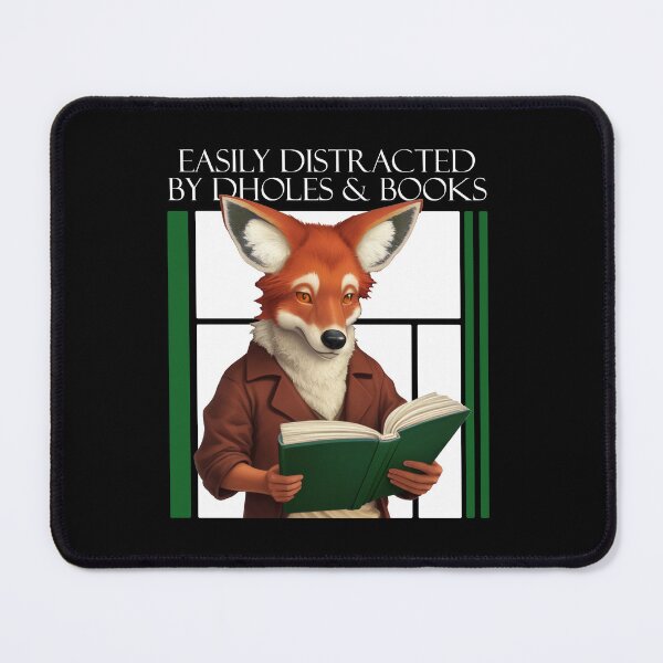 Item preview, Easily Distracted By Dholes & Books - Whimsical Reading Companion designed and sold by Ridaelb.