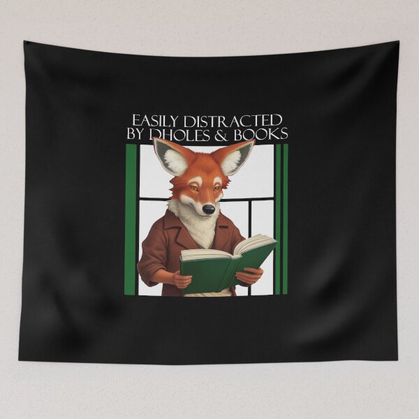 Item preview, Easily Distracted By Dholes & Books - Whimsical Reading Companion designed and sold by Ridaelb.