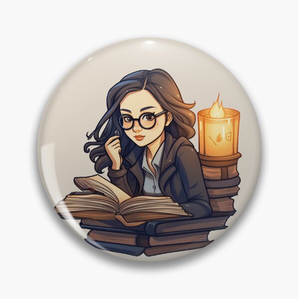 Item preview, Bright Beautiful Bookworm Scholarly Asian Girl in a Stack of Books Light Academia Smart Girl Magic Study Buddy designed and sold by Vicki Noble Art.