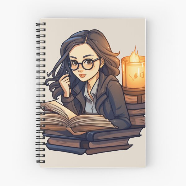Item preview, Bright Beautiful Bookworm Scholarly Asian Girl in a Stack of Books Light Academia Smart Girl Magic Study Buddy designed and sold by Vicki Noble Art.