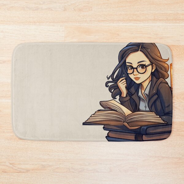 Item preview, Bright Beautiful Bookworm Scholarly Asian Girl in a Stack of Books Light Academia Smart Girl Magic Study Buddy designed and sold by Vicki Noble Art.