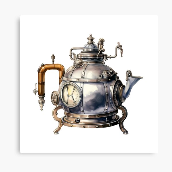 Retro Vintage Black And White Tea Kettle Posters, Art Prints by - Interior  Wall Decor #1121179