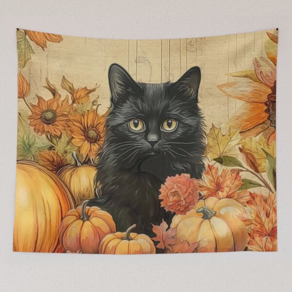 Item preview, Black Cat Autumn designed and sold by HappyLifeCreate.