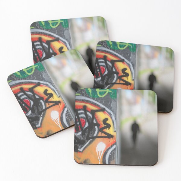 Item preview, Silhouette of man walking away from graffiti wall  designed and sold by matteflor.