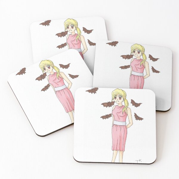 Item preview, Blonde vampire woman in pink dress designed and sold by Anmioma.
