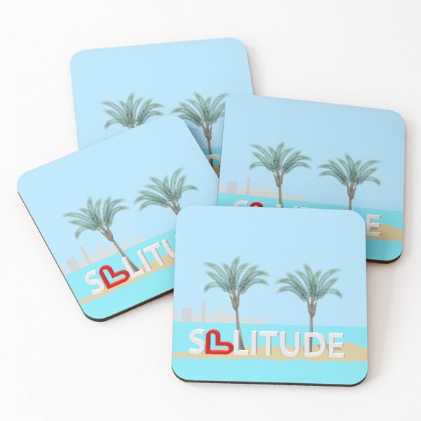 Item preview, Palm trees by the sea, text "solitude"  designed and sold by ReflectedCrafts.