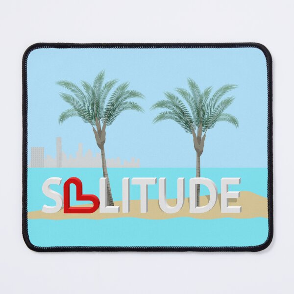 Item preview, Palm trees by the sea, text "solitude"  designed and sold by ReflectedCrafts.