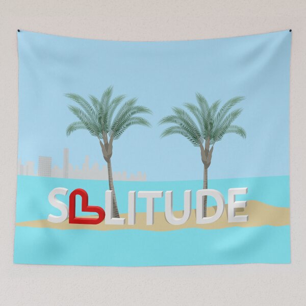 Item preview, Palm trees by the sea, text "solitude"  designed and sold by ReflectedCrafts.