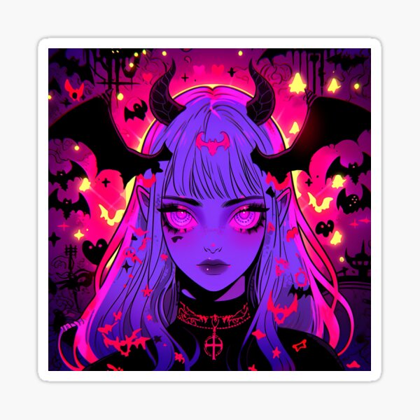 Kira - Demon Angel Elf Cyberpunk cute anime girl Die-Cut Sticker -  kawaiiwaru