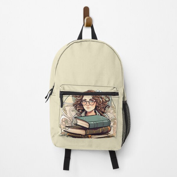 Item preview, Bold Beautiful Bespectacled Bookworm Scholarly Girl in a Stack of Books Light Academia Smart Girl Magic Study Buddy designed and sold by Vicki Noble Art.
