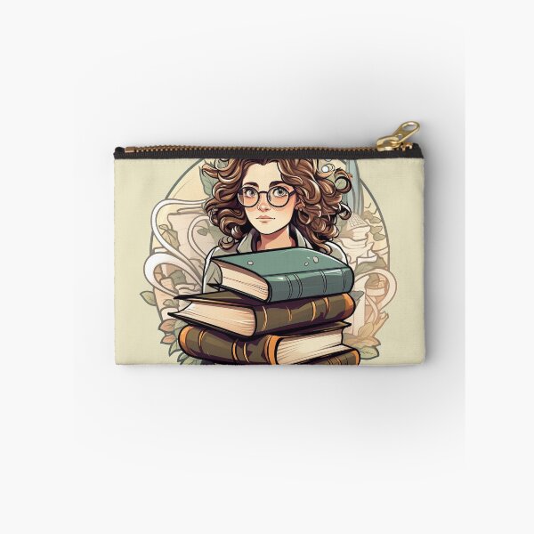 Item preview, Bold Beautiful Bespectacled Bookworm Scholarly Girl in a Stack of Books Light Academia Smart Girl Magic Study Buddy designed and sold by Vicki Noble Art.
