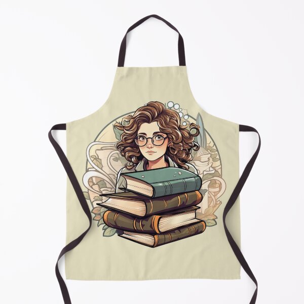 Item preview, Bold Beautiful Bespectacled Bookworm Scholarly Girl in a Stack of Books Light Academia Smart Girl Magic Study Buddy designed and sold by Vicki Noble Art.