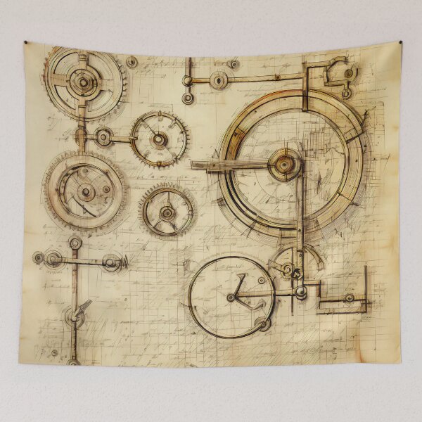 Item preview, Old Gears Drawings and Design on old Manuscript  designed and sold by BrandonArtWorld.