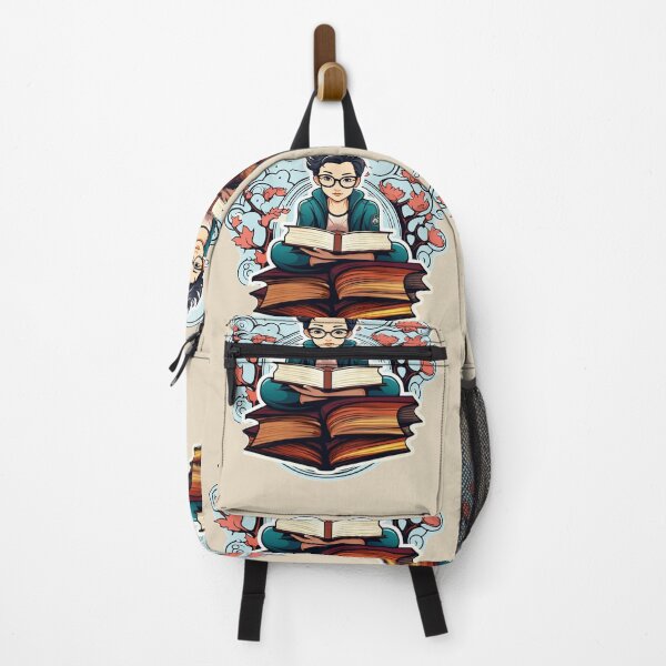 Item preview, Bookworm Scholarly Study Buddy in a Stack of Books Light Academia Nonbinary Smart person Magic Studying designed and sold by Vicki Noble Art.