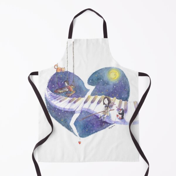 Item preview, Girl fishing for love from piano keys across a broken heart-shaped night sky designed and sold by PenguinGirl-Art.