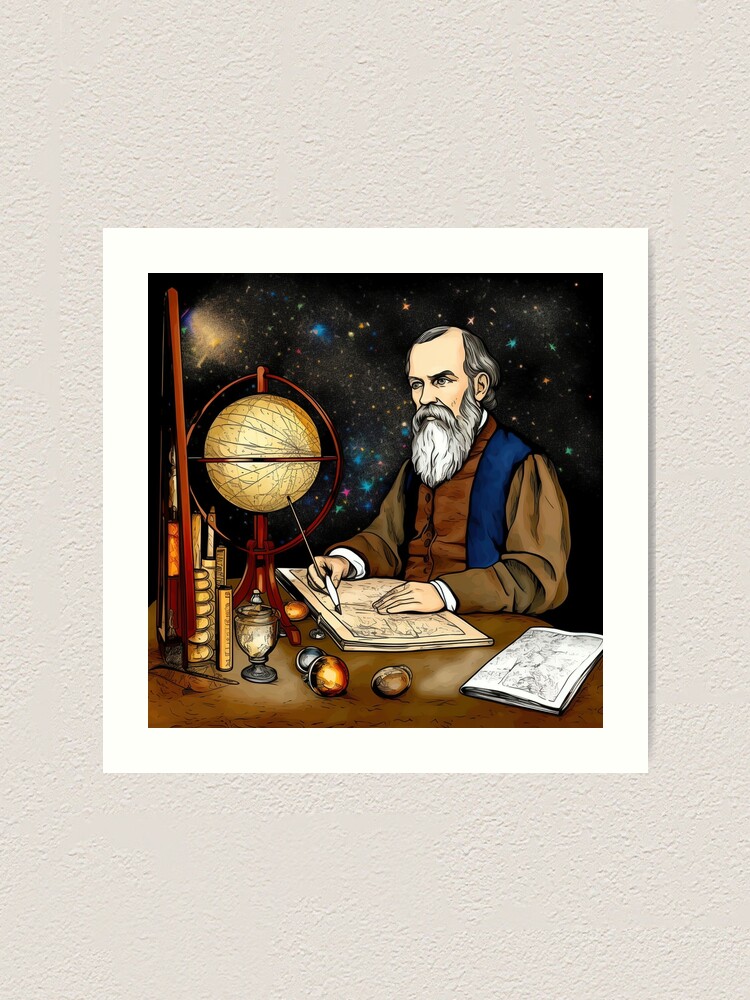 Drawing Galileo's Discoveries Astronomical Telescope Vintage