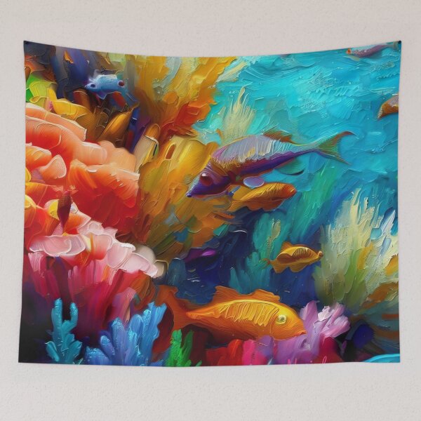 Item preview,  An Artistic Portrait of Tropical Fishes in a Vibrant Coral Paradise designed and sold by Noejul.