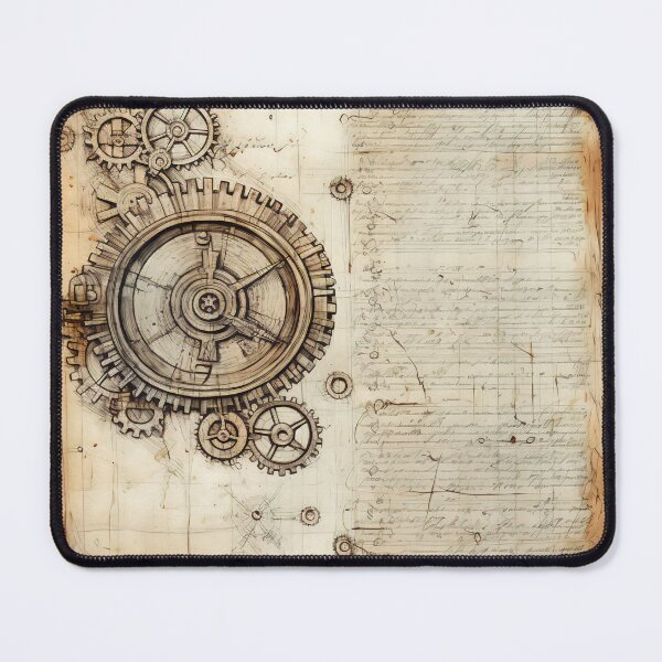 Item preview, Old Gears Drawings and Design on old Manuscript designed and sold by BrandonArtWorld.