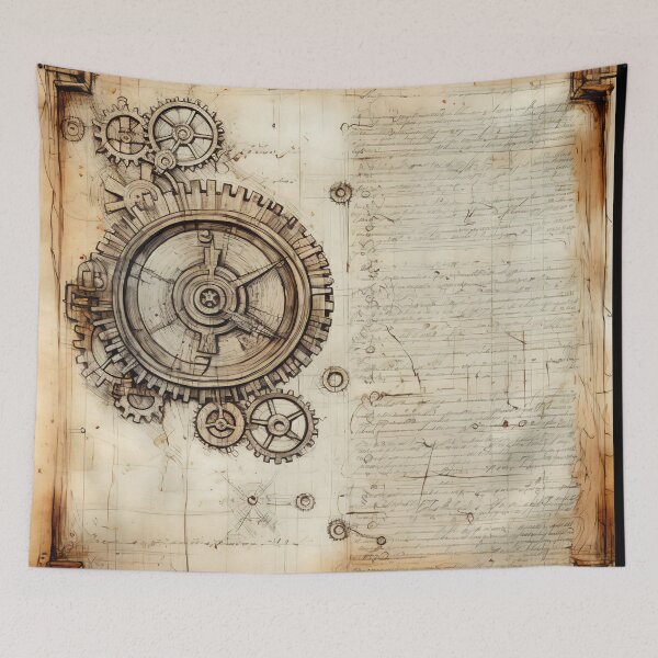 Item preview, Old Gears Drawings and Design on old Manuscript  designed and sold by BrandonArtWorld.