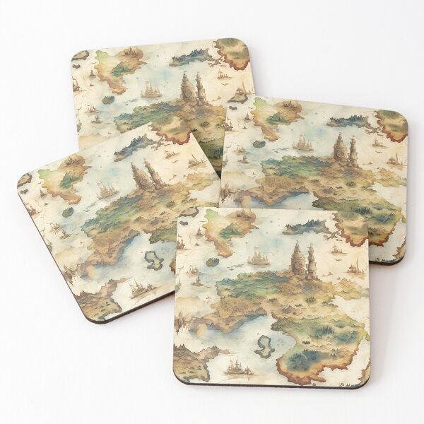 Item preview, Fantasy World Watercolor Map Pattern on Parchment designed and sold by SchorlCraft.