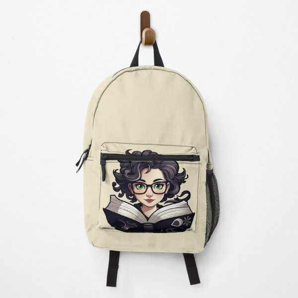 Item preview, Beautiful Bewitching Bookworm Scholarly Green Eyed Girl in Glasses with a Grimoire Book of Shadows Light Academia Dark Academia Smart Girl Magic Study Buddy designed and sold by Vicki Noble Art.