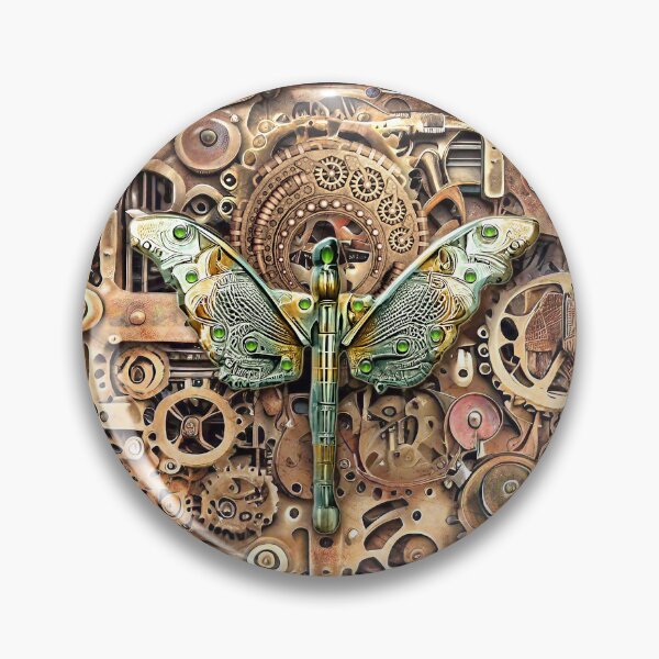Item preview, Steampunk Moth with Gears and Cogs Distressed Grunge designed and sold by Retro Art Factory.