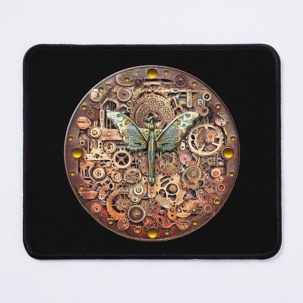 Item preview, Steampunk Moth with Gears and Cogs Distressed Grunge designed and sold by Retro Art Factory.
