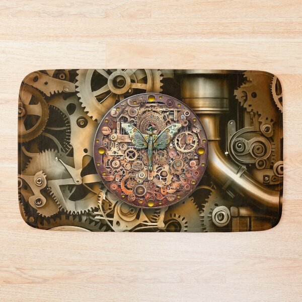 Item preview, Steampunk Moth with Gears and Cogs Distressed Grunge designed and sold by Retro Art Factory.