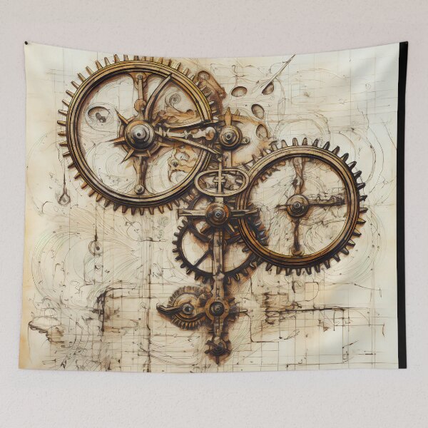 Item preview, Old Gears Drawings and Design on old Manuscript  designed and sold by BrandonArtWorld.