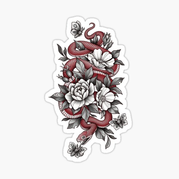 Item preview, Snake Moth Design Floral Peonies Snake Tattoo Oldschool Occult Vintage Witchcraft Green Witch Forest Witch Wicca Cottagecore designed and sold by Veymoth.