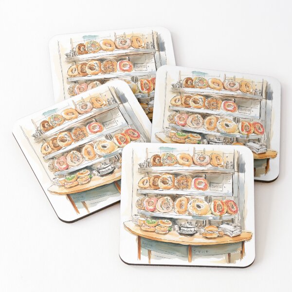 Item preview, Children's book illustration of a bagel shop designed and sold by mustbemalik.