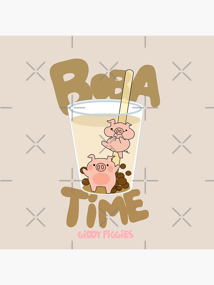 Thumbnail 4 of 4, Clock, Giddy Piggies Boba Time designed and sold by loopcreations.