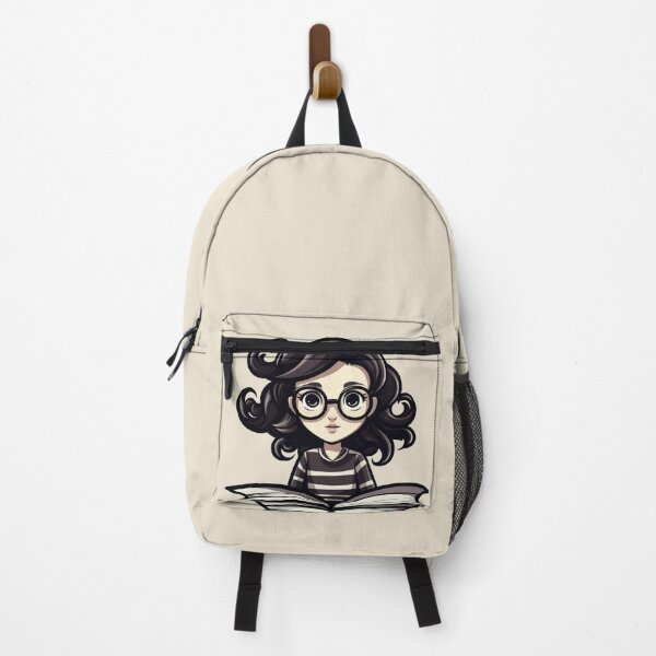 Item preview, Bright-Eyed Bookworm Scholarly Girl in Glasses with a Book Light Academia Dark Academia Smart Girl Magic Study Buddy designed and sold by Vicki Noble Art.