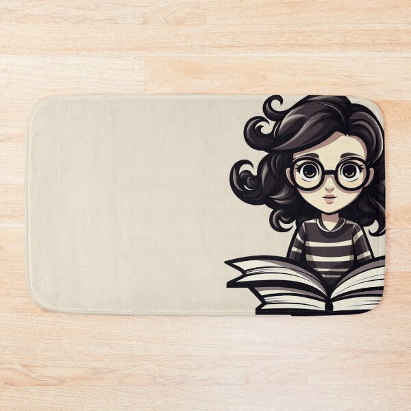 Item preview, Bright-Eyed Bookworm Scholarly Girl in Glasses with a Book Light Academia Dark Academia Smart Girl Magic Study Buddy designed and sold by Vicki Noble Art.