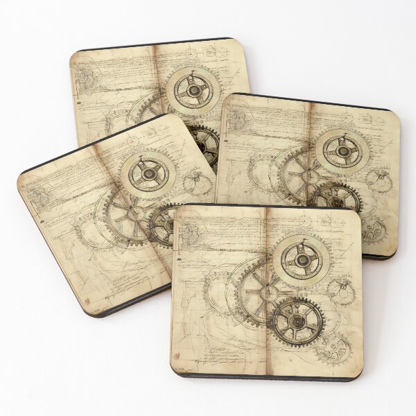 Item preview, Old Gears Drawings and Design on old Manuscript  designed and sold by BrandonArtWorld.