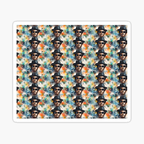 Eazy-E Watercolor Pattern - Vintage Blue & Orange Sticker