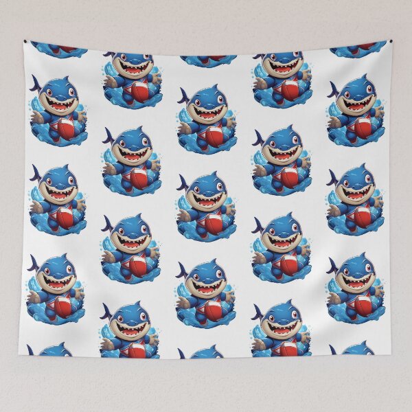 Item preview, Shark playing football designed and sold by AmalAhern.
