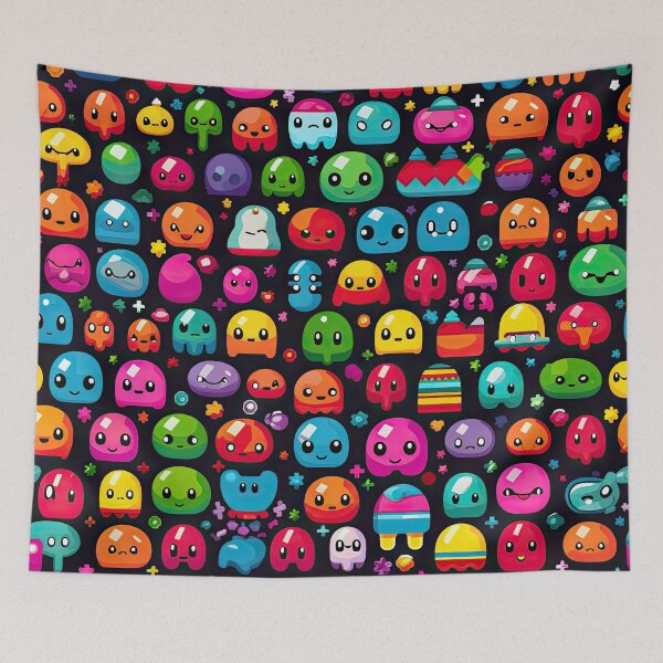 Item preview, Kawaii Cute Pixel Anime Emoji Pattern designed and sold by AeonAcademy.