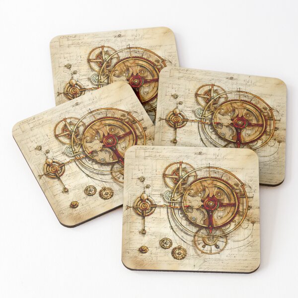 Item preview,  Old Gears Drawings and Design on old Manuscript  designed and sold by BrandonArtWorld.