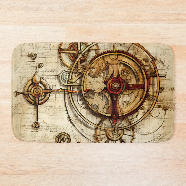 Item preview,  Old Gears Drawings and Design on old Manuscript  designed and sold by BrandonArtWorld.