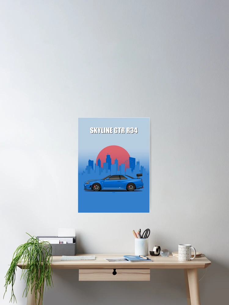 Thumbnail 2 of 3, Poster, Skyline GTR R34 designed and sold by ElseWorldDesign.