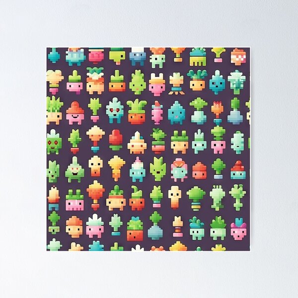 Item preview, Kawaii Cute Pixel Cactus Anime Pattern designed and sold by AeonAcademy.
